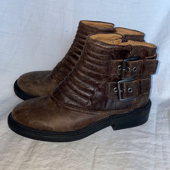 NINE WEST Brown Gingham Bootie-5 NEW! - Picture 1 of 8